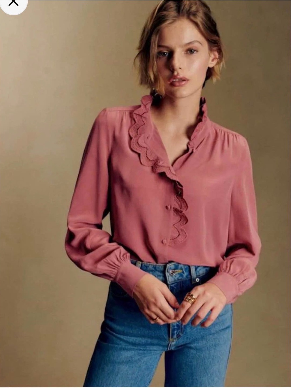 Sezane Chlo French Silk Blouse Rosewood Size 2